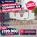 COMBO X4 SILLAS DE MADERA BLANCA